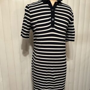 Tommy Hilfiger Striped Maxi Dress – Size Large  Blue & White, Side Slits